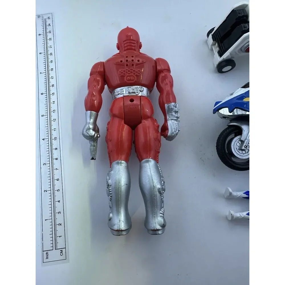 Power Ranger Action Figures Lot Vehicle Blue Red Motorcycle White Lion